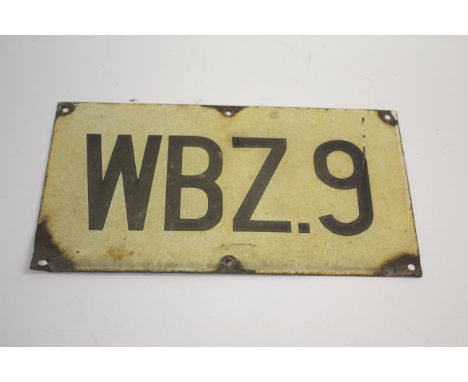 RAILWAY SIGNAL BOX NUMBER PLATE an enamel metal number plate from a signal box, 'WBZ.9'. Also with various Railway items incl