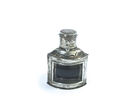 NOVELTY SILVER INKWELL - STARBOARD NAVAL LANTERN a novelty silver inkwell in the form of a Starboard Lantern, with a hinged l