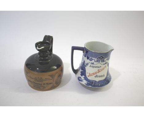 JAMIE STUART SCOTCH LIQUEUR, a blue transfer printed water jug by J and G Stewart Ltd; and a Royal Doulton stoneware flagon f