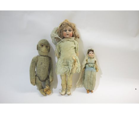 SIMON & HALBIG FOR KAMMER & REINHARDT  'WALKING DOLL' the bisque head doll with weighted blue eyes, open mouth and pierced ea