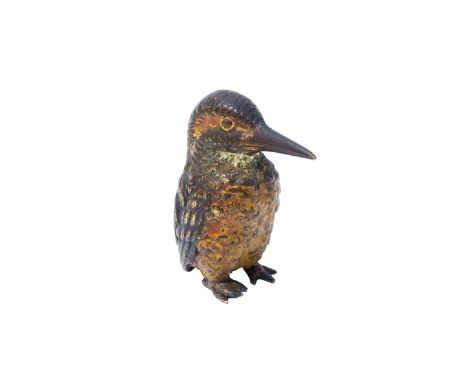 An Austrian cold painted bronze kingfisher, early 20th century, 4cm high.
