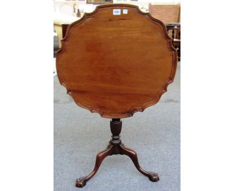 A 19th century mahogany pie crust snap top occasional table on carved tripod base, 60cm wide.