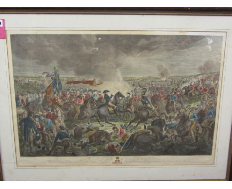 [PRINT]  The Battle of Waterloo.  hand-coloured engraving by J.W. Cook after Alexander Sauerweid, 49 x 73cms. (incl. border).