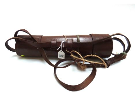A brass and leather bound five drawer telescope by DOLLAND of LONDON with leather strap and end caps, 105cm fully extended. 