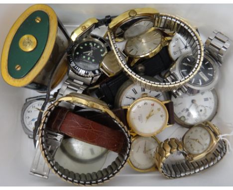 A gentleman's 9ct gold cased Helvetia wristwatch, on an expanding metal bracelet, nine further gentleman's wristwatches, incl