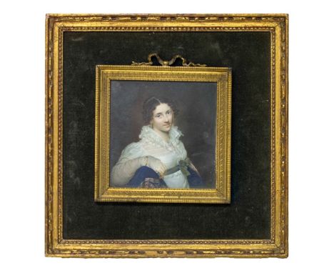 19th century Russian School, portrait miniature of Princess Dolgorouki, watercolour on ivory, in a floral decorated gilt fram