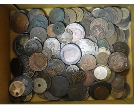 A collection of British and Foreign coins, including; a Belgian five francs 1849, three Maundy coins, comprising; a fourpence