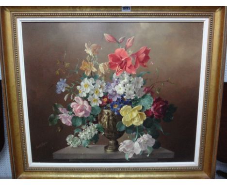 Harold Clayton (1896-1979), Flowers in a bronze vase, oil on canvas, signed, 55cm x 66cm.
Provenance: With Stacy-Marks. DDS