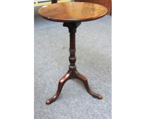 A 18th century mahogany circular snap top occasional table with bird cage support on tripod base, 48cm wide. 