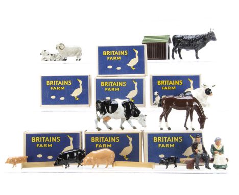 Britains boxed farm Picture Packs comprising 5005 1 Cow (Lying), 1 Sheep, 1 Sheep and Lamb, 5014 Highland Cattle, 5015 1 Dog 