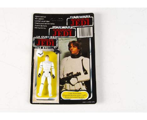 Vintage Star Wars Last 17 Luke Skywalker In Stormtrooper Outfit Action Figure, with original blue/black imperial blaster, hel