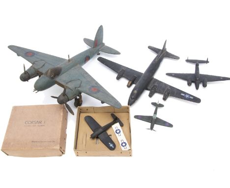 WWII Period Aircraft Recognition Models and Other Similar Aircraft, a group of five wood models includes, a boxed Waring and 