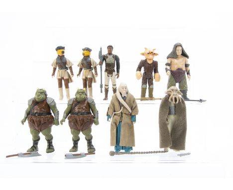 Vintage Star Wars Jabbas Palace Action Figures, Ree Yees, Bib Fortuna, Squid Head, Lando Skiff Disguise, Leia Boushh Disguise