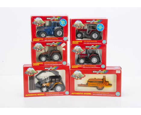 Britains Petite 1995 era boxed models comprising 9441 Massey Ferguson 3680 Tractor with flotation tyres, 9442 Ford 8730 with 