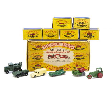 Matchbox Lesney 1-75 Series, including Gift Set G-3 Building Constructors Set, 64a Scammel Breakdown Truck, 1c Diesel Road Ro