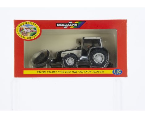 Britains boxed 09638 Valtra Valmet 8750 Tractor and Snow Plough, driver has moved inside the cab, and box is very slightly mi