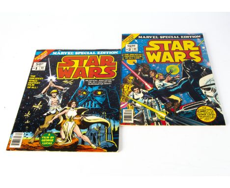 Vintage 1977 Marvel Special Edition Star Wars Comics, #1 and #2, oversized 10 x 14 inch treasury sized comics, Comics Code lo