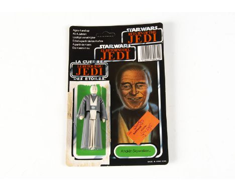 Vintage Star Wars Last 17 Anakin Skywalker Action Figure, with original ROTJ tri-logo 70D cardback, Clipper sticker to revers