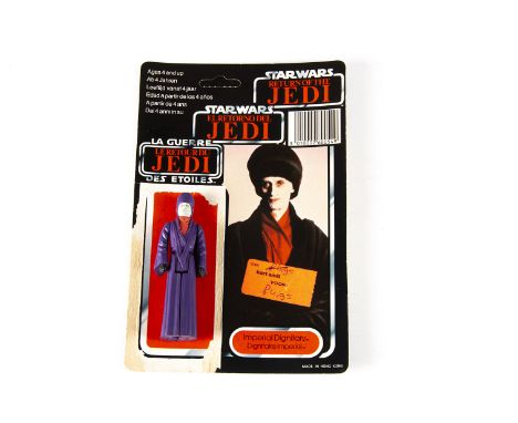 Vintage Star Wars Last 17 Imperial Dignitary Action Figure, with original ROTJ tri-logo 70D cardback, Clipper sticker to reve
