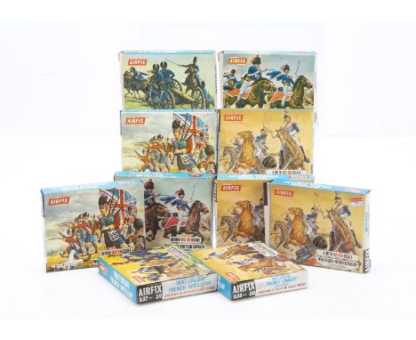 Vintage Airfix HO/OO Scale Boxed Figure Sets,  Eleven Napoleonic Sets, 01743 36 British Hussars (2) one with some detached pl