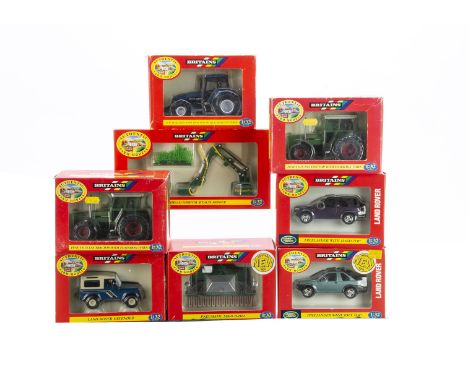 Britains Ertl Period box farm tractors and implements comprising 9443 Fendt 615 LSA Tractor with Flotation Tyres (2), 9444 Ne