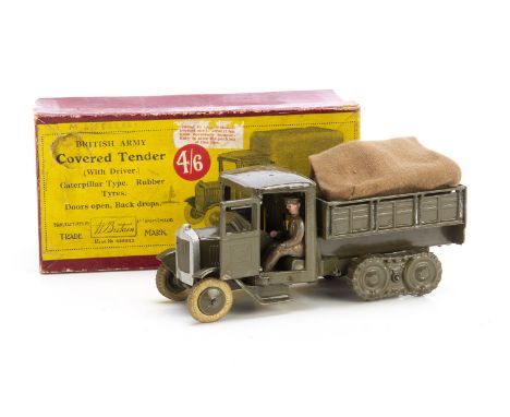 Boxed Britains 1433 Army Covered Lorry Caterpillar Type just pre WW2 version,  lorry missing 1 clip on rear gate, and with pa