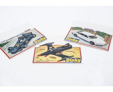 Dinky Toys Shop Shelf Display Cards/Standees, purchased by the vendor from a former Dinky Toy sales rep, three cards, Rover 3