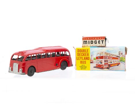 Mettoy Chad Valley and NFIC Diecast and Plastic Buses,  Mettoy red diecast clockwork coach, number plate MTY 820, tested well