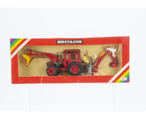 Boxed Britains set 9603 Volvo BM 2654 Tractor with loader and digger,  VG in G box, cellophane slightly crushed, 