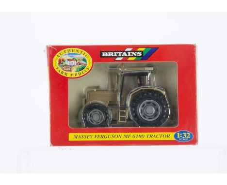 Very rare Britains set 9491 Massey Ferguson 6180 Tractor in gold finish without decals,  VG in slightly worn box,