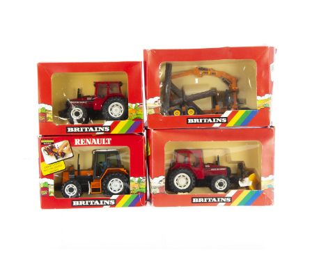 Boxed Britains circa 1986 Farm models comprising 9515 Volvo BM Valmet 805 Tractor,   9518 Renault 145-14 Tractor (with engine