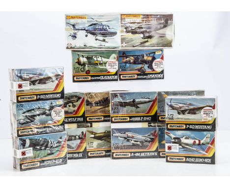 Matchbox WWII and Later Factory Sealed Military Aircraft Kits, all boxed 1:72 scale, PK Series,  examples includes three pack