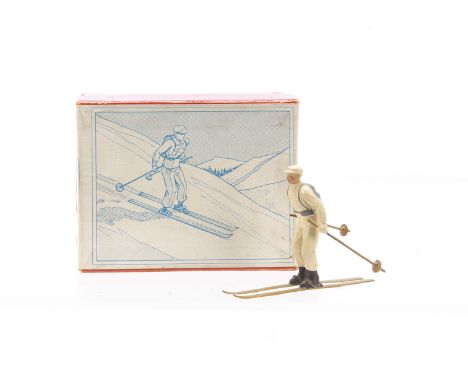 Britains boxed item 2037 Ski Trooper, figure VG, box with a few inked words inside lid, no insert, 