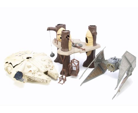 Playworn Vintage Star Wars Vehicles, Playsets and Accessories, AT-AT, Millennium Falcon, Rebel Transporter, Scout Walker, AST