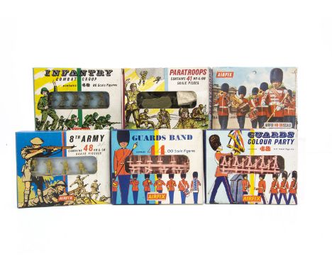 Vintage Airfix HO/OO Scale Boxed Figure Sets,  six boxed sets, S2 42 Guards Colour Party, S1 44 Guards Band, S9 48 8th Army, 