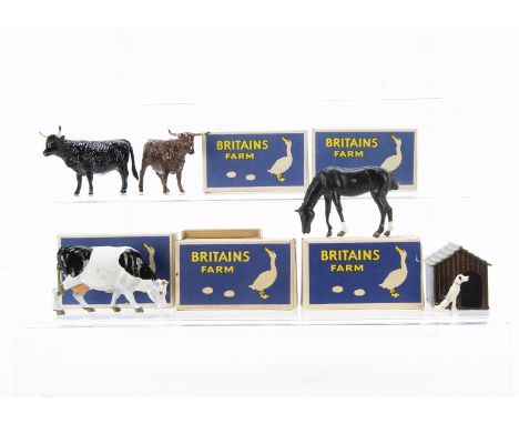 Britains boxed farm Picture Packs comprising 5014 Highland Cattle (in brown),  5014 Highland Cattle (in black), 5015 1 Dog Ke