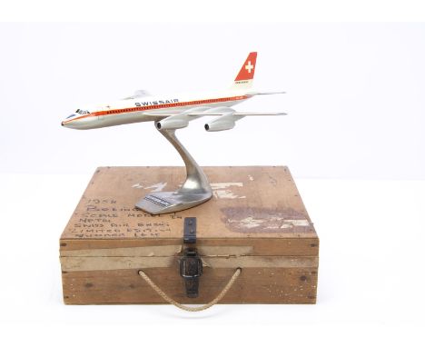 Raise Up Vintage Travel Agents Display Model Convair Coronado, a cast alloy model of a Convair Coronado in Swissair livery, m