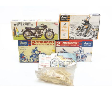 Revell and Airfix Vintage Motorbike Kits, a boxed/bagged group comprises, Revell Twin Motorcycle Kits, H-1291 BSA 650 Rocket 