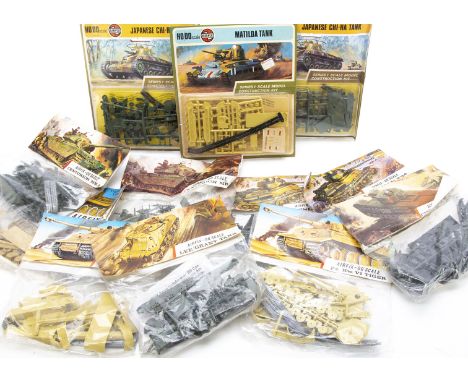 Airfix 1:72 Scale WWII and Later Bagged/Carded Tank Kits, all sealed comprises, A16V T34 (2), A10V Centurion (2), 8AV Tiger, 