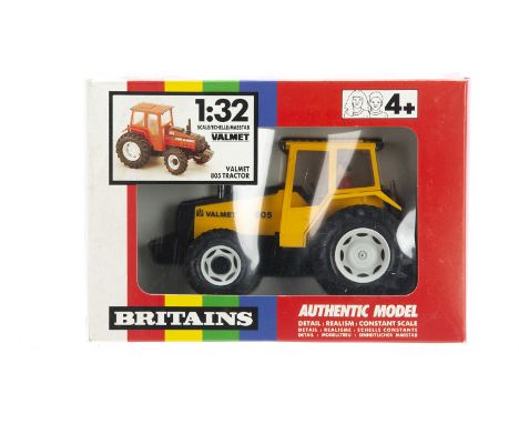 Britains boxed rare 9515 Valmet 805 Tractor in yellow, standard box with rare colour version model, VG in G box, box a bit di