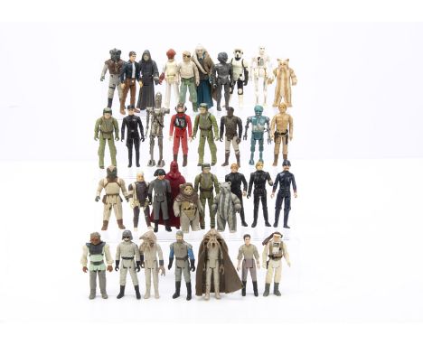 Playworn Loose Vintage Star Wars Action Figures, including Biker Scout, Nikto, Han Solo Bespin Fatigues, Logray, Teebo, Chief