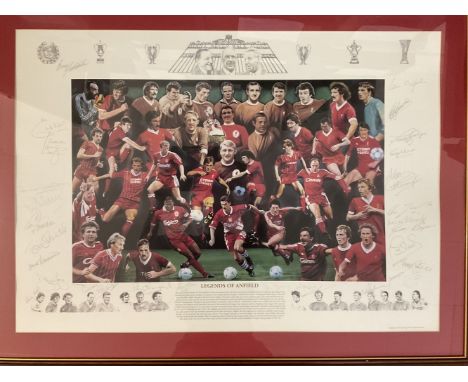 Football Liverpool Legends Multi Signed Colour Montage Print, Signed by 27 Legends including Ian St John, Roger Hunt, Ronnie 