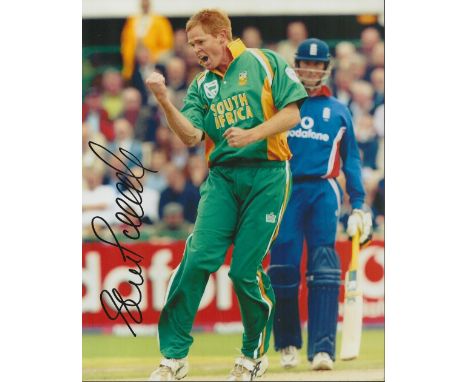 Cricket Shaun Pollock signed South Africa 10x8 colour photo. Good condition. All autographs come with a Certificate of Authen