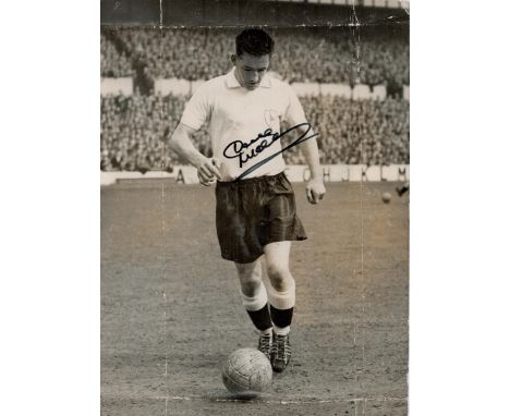 Football Dave Mackay signed Tottenham Hotspur 8x6 vintage black and white photo slightly creased signature not affected. Good