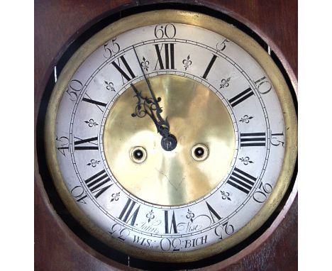 A LONGCASE CLOCK WITH 8-DAY MOVEMENT  the dial with silvered chapter ring inscribed 'John Vise Wisbich' [sic], in oak and mah