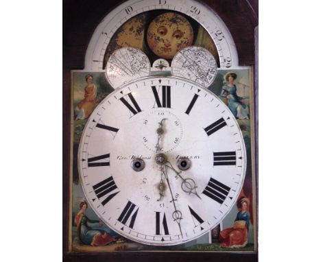 A GEORGE III 8-DAY LONGCASE CLOCK  the enamel dial with subsidiary seconds and date dials inscribed 'Geo Wilson Adderbury', p