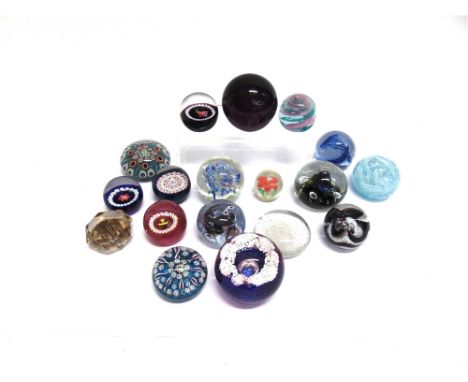 A COLLECTION OF EIGHTEEN GLASS PAPERWEIGHTS  including Caithness and Perthshire examples
