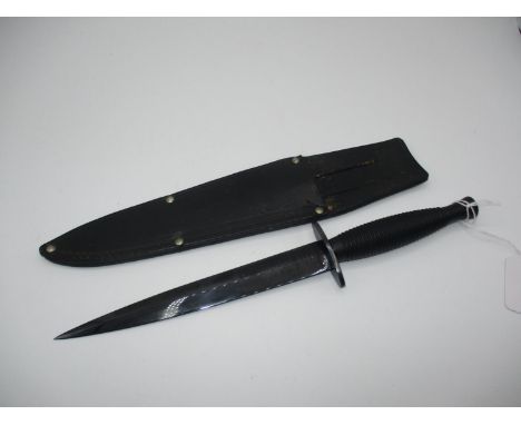 Wilkinson Sword Dagger with Black Handle and Leather Scabbard