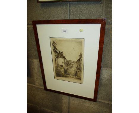 John  A Myles, Etching, Skirling Wynd Montrose