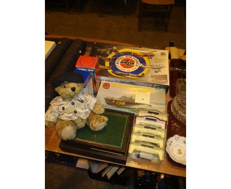 Two Airfix Kits, Days Gone Vehicles, 2 Savings Banks, Military Bear and Remy Cognac Games Box